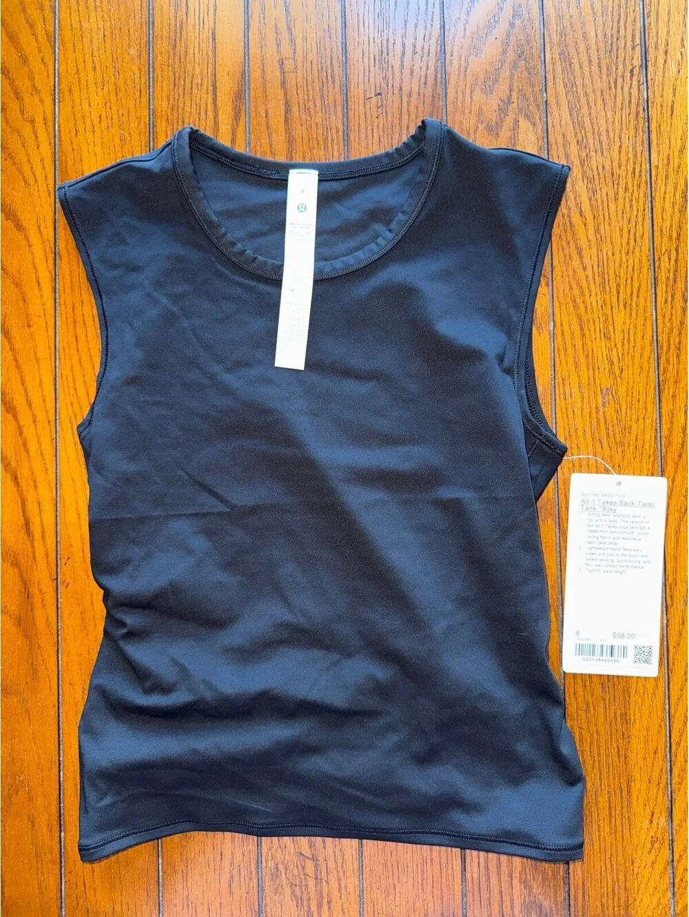 Lululemon All It Takes Back-Twist Tank Silky Black Size 8 NWT - Picture 2 of 5